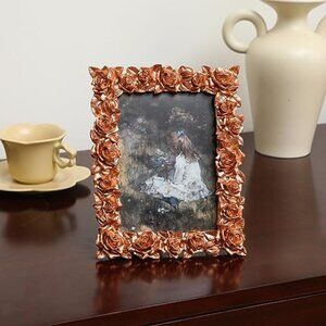 Gold 4x6 Picture Frames Vintage Photo Frame Rose Gold Flower Leaf